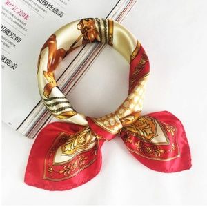 handkerchief red earth tones beiges vintage chain